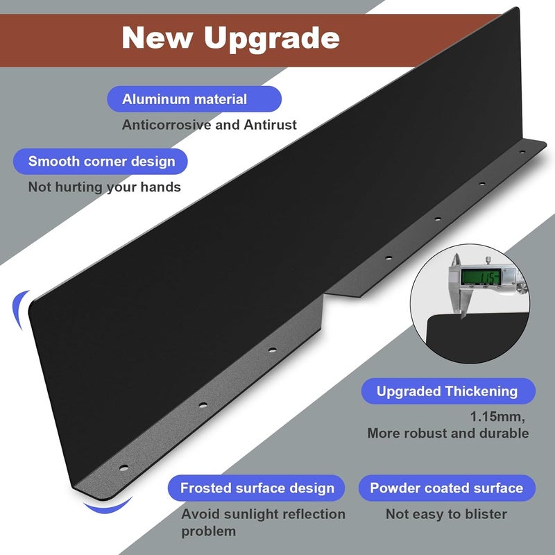CAPHONT Rain Diverter Roofing Gutter Guards, 2 Pack 15.7 x 3.54 x 0.74 Inches Gutter Splash Guard Valley Downspout Roof Foldable Drip Guard for Corner House (Black) - Image 3